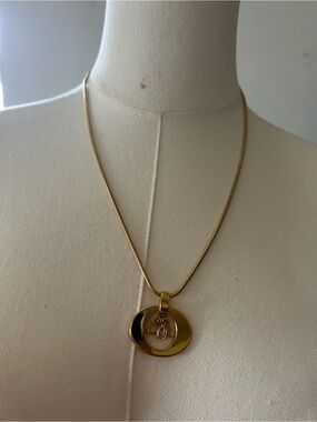 Dior Gold Double Circle Pendant Necklace